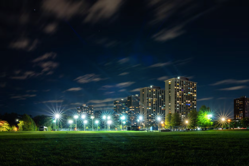 Lincoln Park iluminado à noite em Chicago