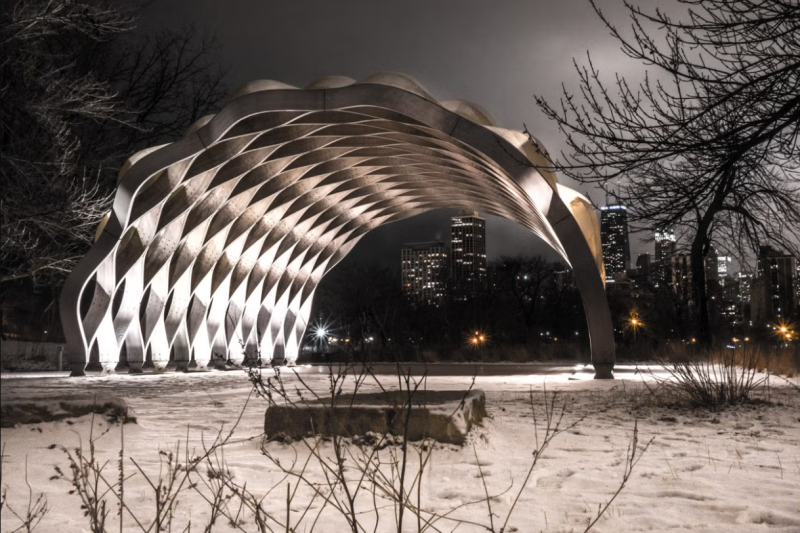 Lincoln Park Zoo no inverno à noite em Chicago