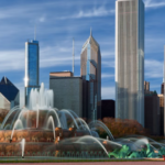 Paisagem da Buckingham Fountain em Chicago